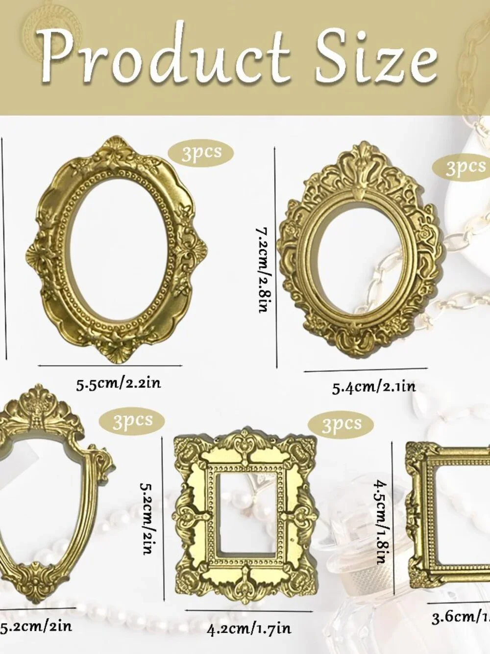 15PCS Vintage Resin Picture Frame - Mini Photo Frame Tiny Antique Frames Small P